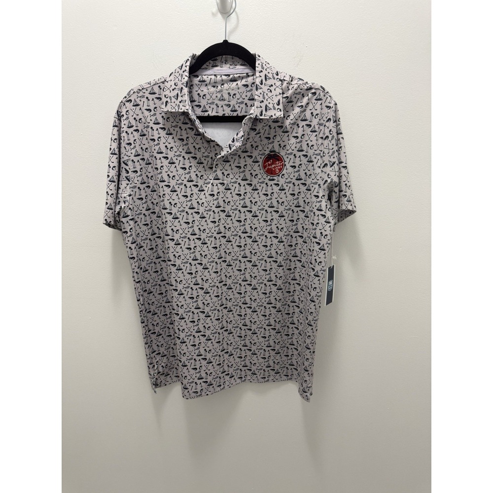 Barstool Golf x Jupiter Links Polo Shirt Men M NWT Gray Print Stretch 2026 TGL